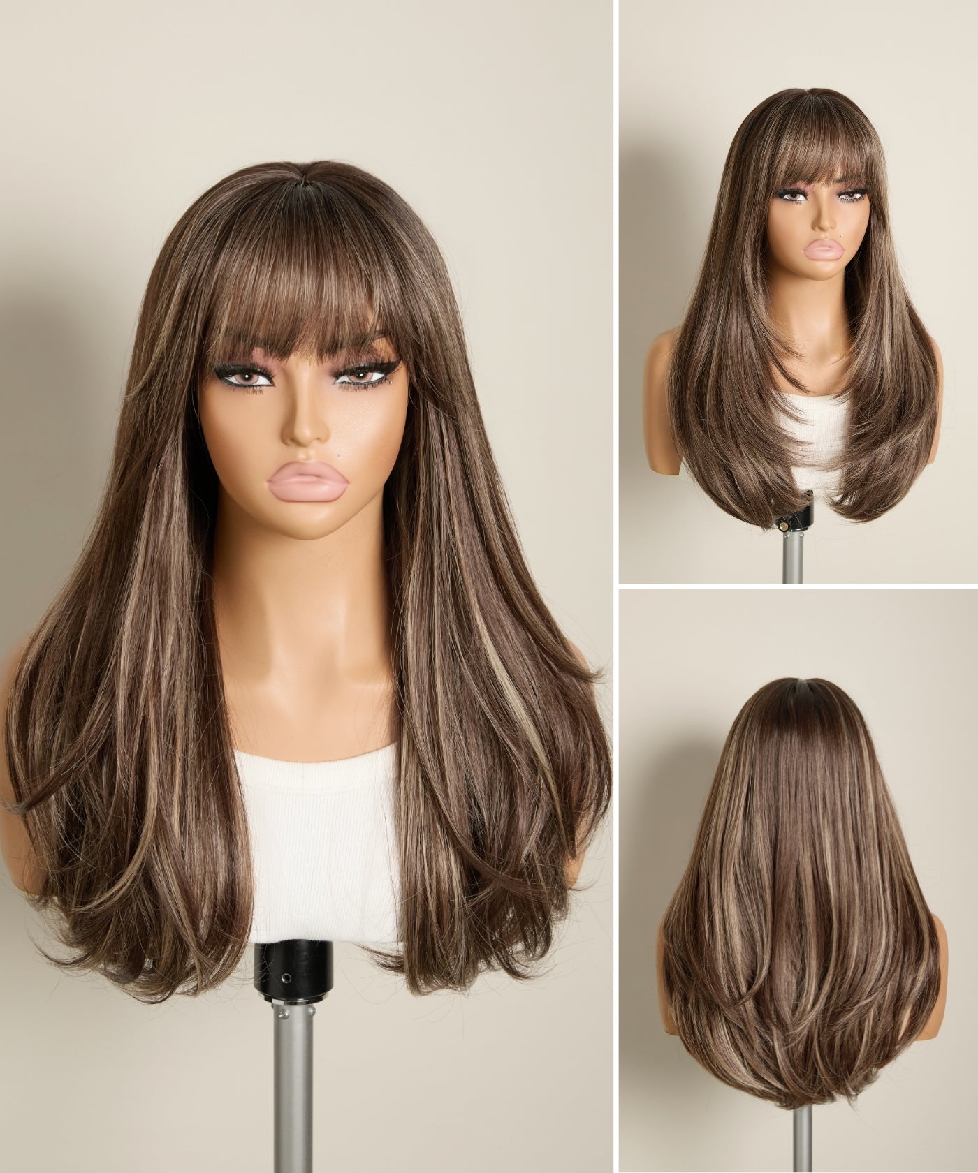 Julie | Beginner-Friendly 22" Brunette Layers | Premium Scalp-Like Cap