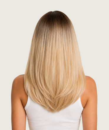 Caroline | Coupe dégradée sans effort | 40 cm Prête à l'emploi sans colle | Bonnet premium effet cuir chevelu