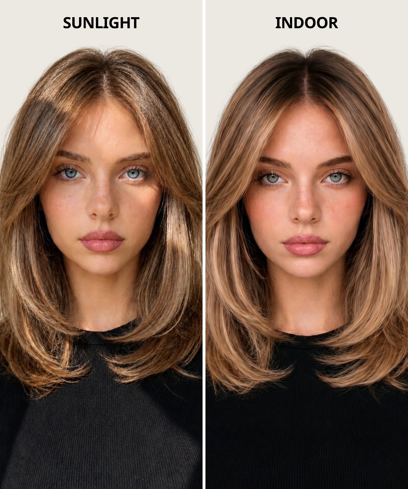 Rachel | Human Hair Blend | 14" Caramel Blonde Balayage Lob Wig With Scalpiana Lace