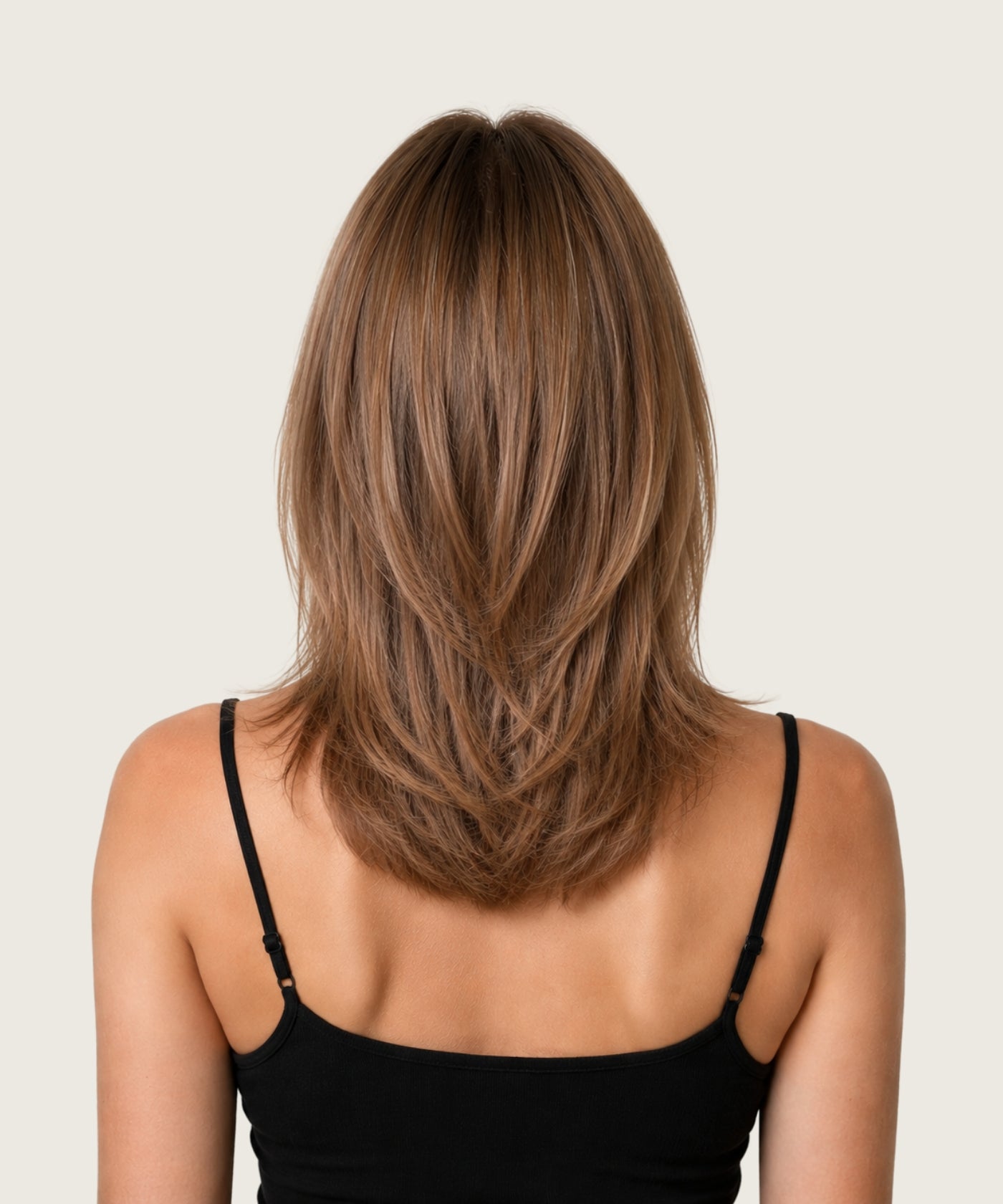 Rachel | Human Hair Blend | 14" Caramel Blonde Balayage Lob Wig With Scalpiana Lace