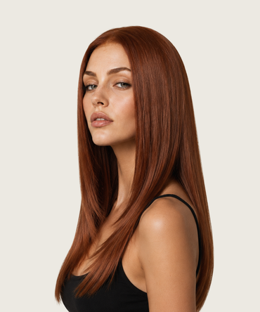 Lexy | Cheveux Mixtes Naturels et Synthétiques | Perruque Longue et Lisse Dégradée Marron Cuivré 60 cm